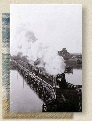Steam Train crossing Riverton Harbour 1902